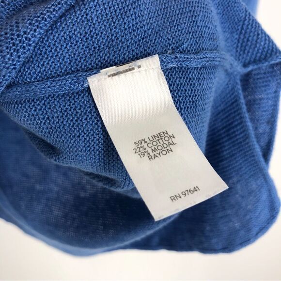 J. Jill Linen Blend Tunic Top Blue 3/4 Sleeve - Picture 6 of 7